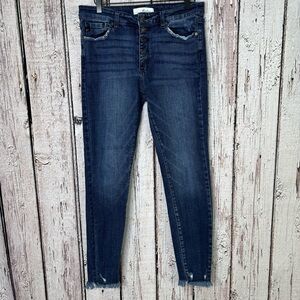 KanCan Emma High Rise Ankle‎ Skinny Jeans Size 11/29 Button Fly Frayed Hems EUC!